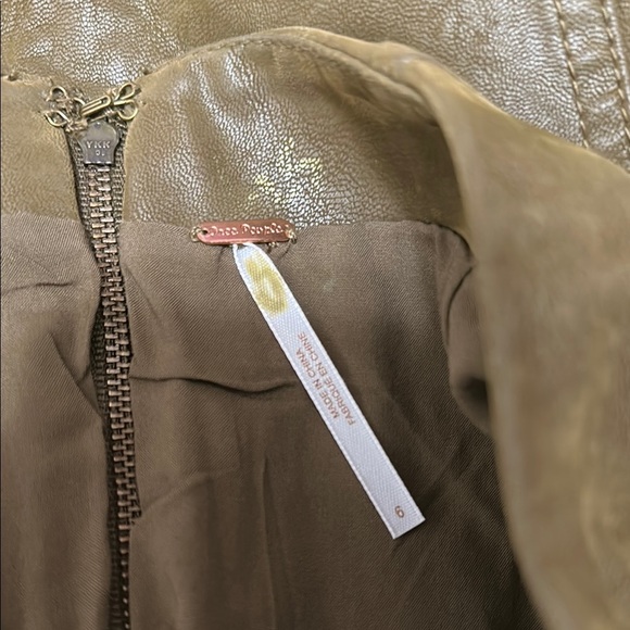 Free People Olive Faux Leather Skirt 6 - Picture 4 of 4